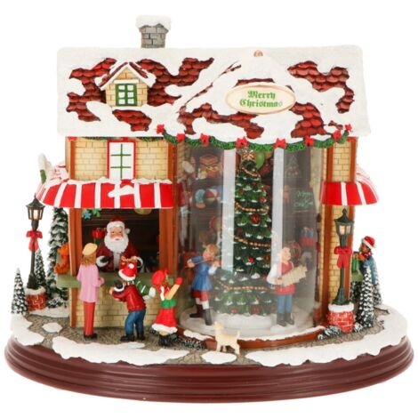 Scena Natalizia negozio di giochi illuminata con led decorazione per villaggio di Natale