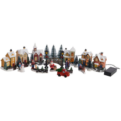 Scène de village lumineuse LED - esprit de Noël - 71944
