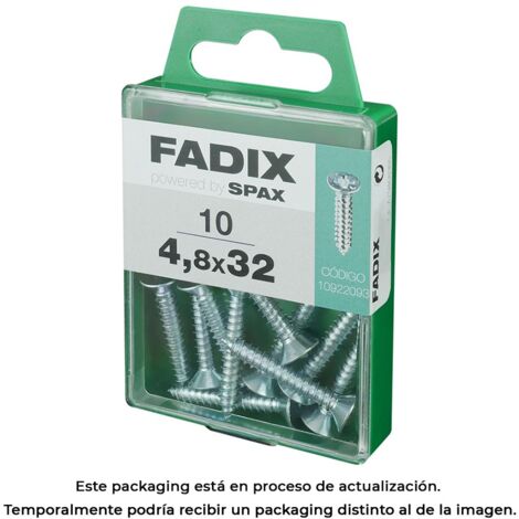 Schachtel mit 10 Stück selbstschneidenden Blechschrauben mit flachem Zinkkopf 4,8 x 32 mm Fadix