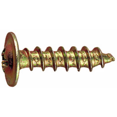 Schachtel mit 1000 Stück - Selbstbohrschrauben für PVC-Holzarbeiten - Flachkopf mit Unterlegscheibe - Bichromatiert 3,5 x 10 mm