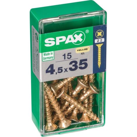 Schachtel mit 15 Einheiten Holzschrauben mit Flachkopf in Yellox 4,5 x 35 mm Spax