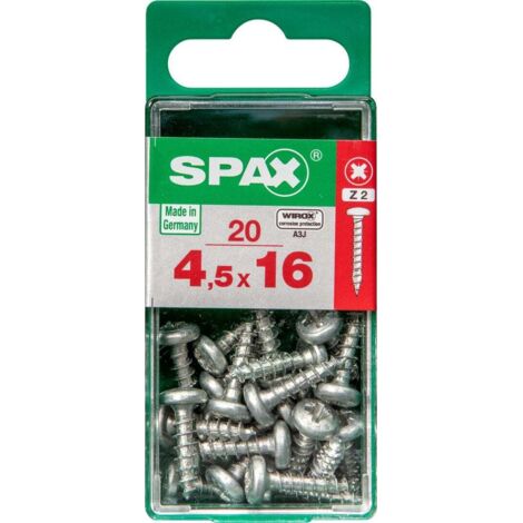 Schachtel mit 20 Einheiten Spax-Holzschrauben mit Wirox-Rundkopf 4,5 x 16 mm Spax