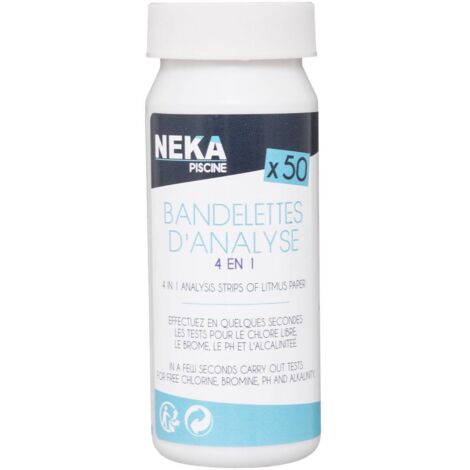 INTEX Schachtel mit 50 4-in-1-Teststreifen - Tests für freies Chlor, Brom, pH - Neka