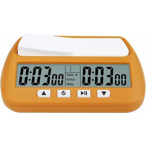 Schachuhr, digitaler Schachtimer für Brettspiele mit Alarm, professionelle 3-in-1-Multifunktions-tragbare Schachuhr (Orange)