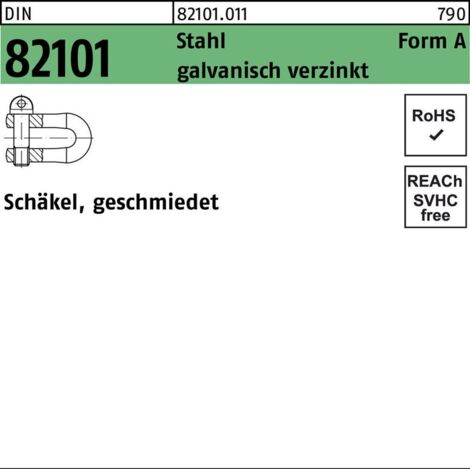 Schäkel DIN 82101 A 0,16 Stahl galvanisch verzinkt