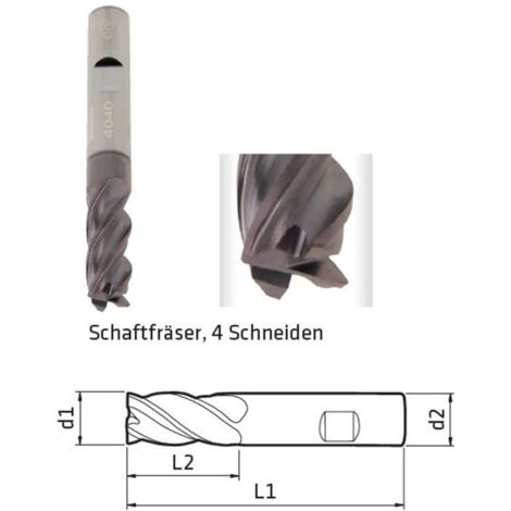 Schaftfräser DM 9mm, 4-Schneiden