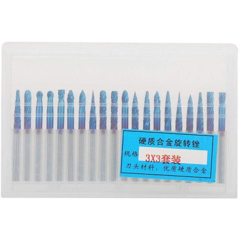 Image of Schaftfräser, 20 Stück Hartmetall-Ein-/Doppelnutfräser