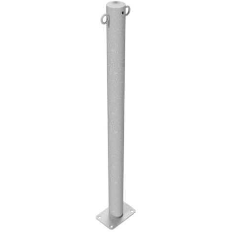 Schake Absperrpfosten aus Stahlrohr verzinkt Ø42x2,5mm mit aufgeschweißter Stahlkappe 900mm Überflur für Dübelbefestigung 100x150mm 2 Öse