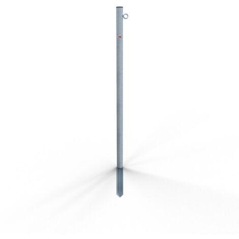 Schake Absperrpfosten aus Stahlrohr verzinkt Ø42x2,5mm mit Kunststoffkappe 900mm Überflur zum Einschlagen mit 1 Öse