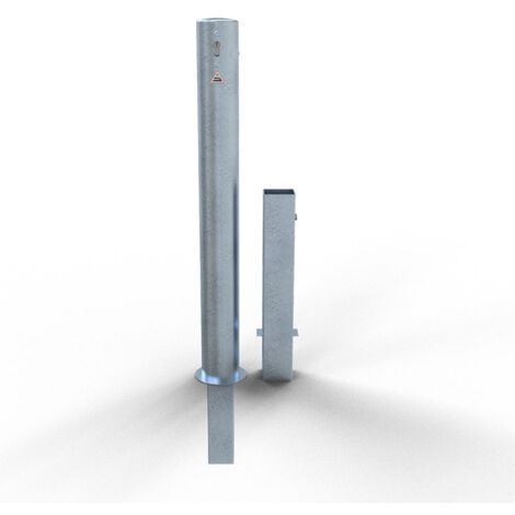 Schake Absperrpfosten herausnehmbar aus Stahlrohr verzinkt Ø102x2,9mm mit Profilzylinder und Stahlkappe 900mm Überflur