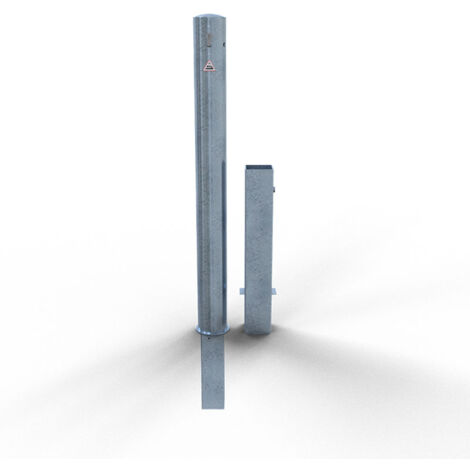 Schake Absperrpfosten herausnehmbar aus Stahlrohr verzinkt Ø89x2,9mm mit Profilzylinder und Stahlkappe 900mm Überflur