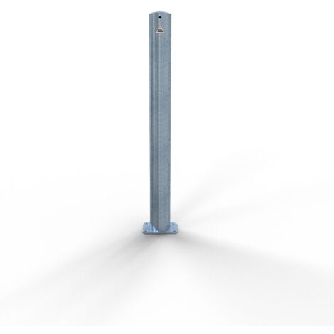 Schake Absperrpfosten ortsfest zum Einbetonieren mit Erdanker aus Stahlrohr verzinkt Ø89x2,9mm mit Stahlkappe 900mm Überflur
