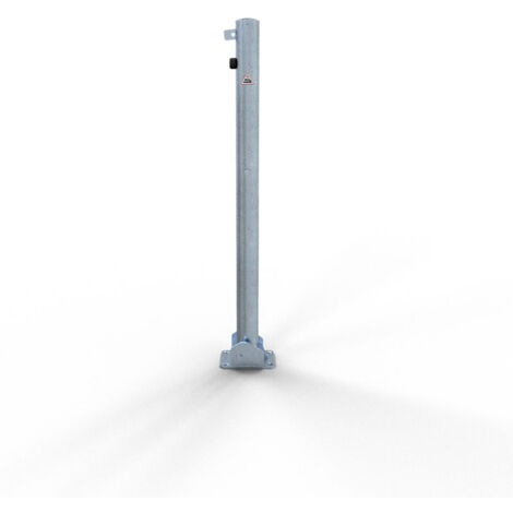 Schake Absperrpfosten umlegbar mit Dübelbefestigung für Vorhängeschloss aus Stahlrohr verzinkt Ø60x2,5mm mit Stahlkappe 900mm Überflur