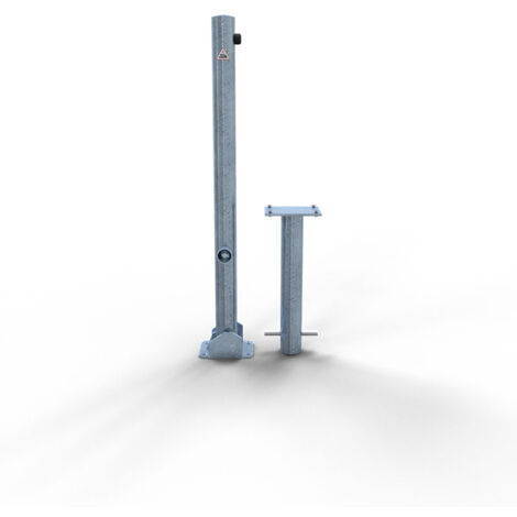 Schake Absperrpfosten umlegbar zum Einbetonieren aus Stahlrohr verzinkt Ø60x2,5mm mit Dreikantverschluss und Stahlkappe 900mm Überflur