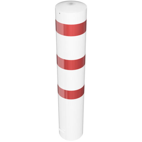 Schake Stahlrohrpoller ortsfest aus Stahlrohr verzinkt Ø273x5,0mm weiß mit rot reflektierenden Leuchtstreifen zum Einbetonieren 1500mm Gesamtlänge