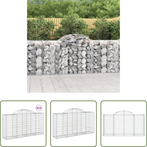 Schalldämmung -  Gabionen mit Hochbogen 13 Stk 200x50x100/120cm Verzinktes Eisen