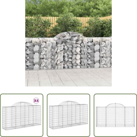 Schalldämmung -  Gabionen mit Hochbogen 4 Stk. 200x50x100/120cm Verzinktes Eisen
