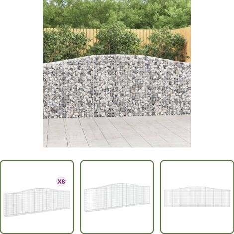 Schalldämmung -  Gabionen mit Hochbogen 8 Stk. 400x30x100/120cm Verzinktes Eisen