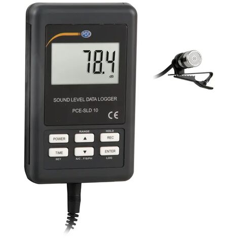 Schallpegel-Datenlogger PCE-SLD 10 mit 4 ... 20 mA Ausgang / Speicher auf SD Karte / Excel-Datenlogger / A & C Bewertung / großes LC-Display