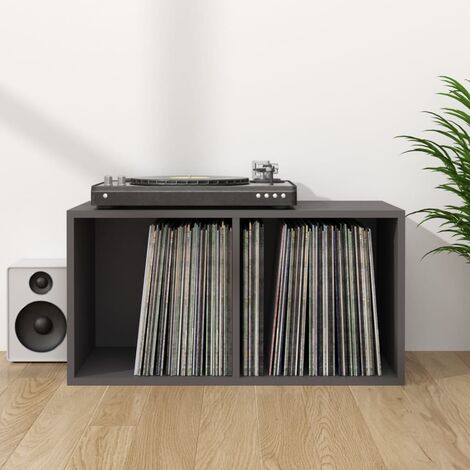 Schallplatten-Aufbewahrungsbox Grau 71×34×36 cm Spanplatte