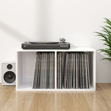 Schallplatten-Aufbewahrungsbox Hochglanz-Weiß 71×34×36cm