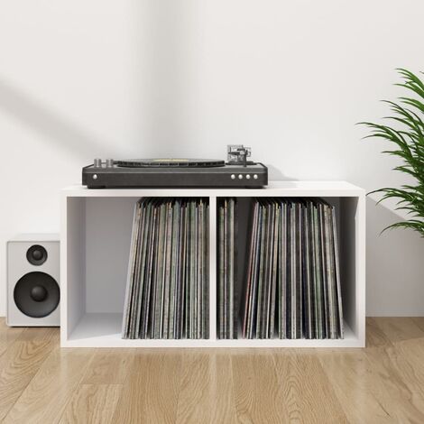 Schallplatten-Aufbewahrungsbox Weiß 71×34×36 cm Spanplatte