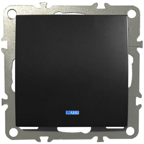 Schalter Lichtschalter Wechselschalter mit Kontrolleuchte Unterputz 220-250V 10A Schwarz Matt