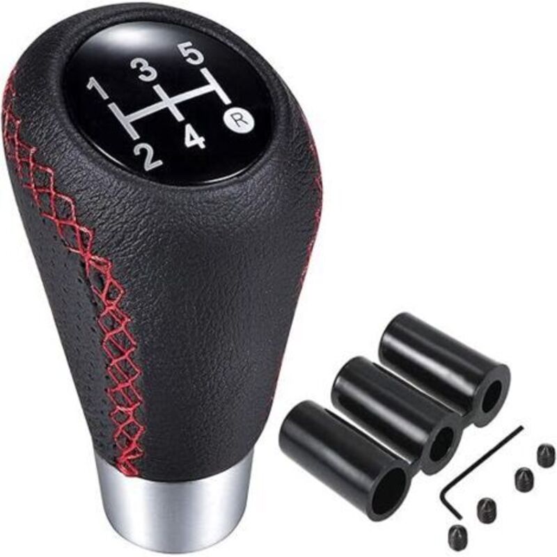 Image of Schaltknauf 5-Gang Schaltgetriebe Leder, Rote Naht