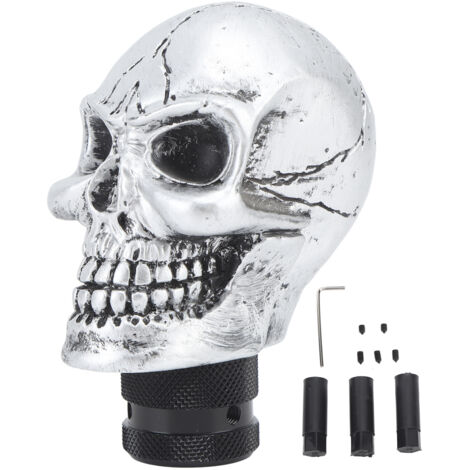 Schaltknauf aus Kunstharz in Totenkopfform, leicht zu haltender Schalthebelgriff für die meisten Fahrzeuge mit Schaltgetriebe, mehrere Adapter im Lieferumfang enthalten, passt perfekt.