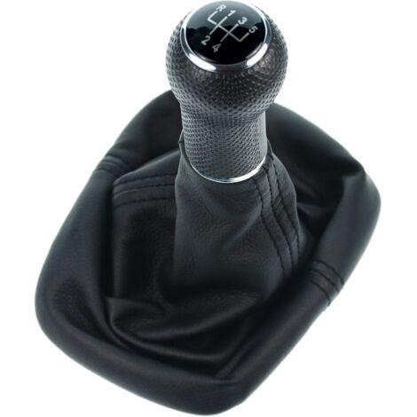 Schaltsack und Schaltknauf (12 mm), kompatibel mit VW Golf 1, 2, 3, Polo 3, 6N 5-Gang-Getriebe, Plug & Play, Schwarz