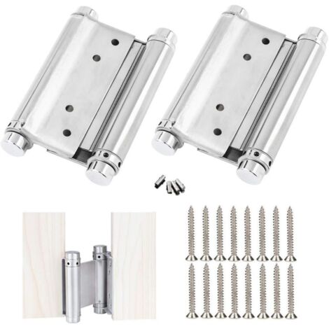 Scharnier für glatte Türen - 2er-Set - Edelstahl - Doppeltwirkendes Scharnier mit Feder - geeignet für glatte Türsprossen, Metall-, schwere und Holztüren - 7,6 cm (3 Zoll)