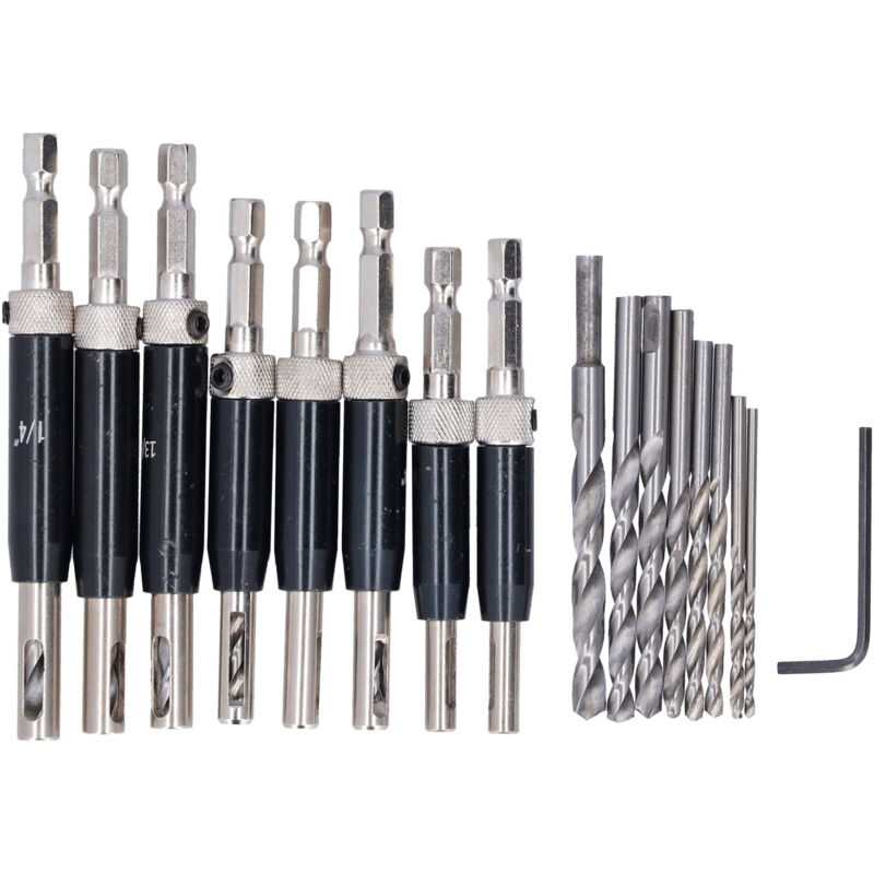 Image of Scharnierbohrer-Set, selbstpositionierende Doppelloch-Fensterbohrer für die Holzbearbeitung