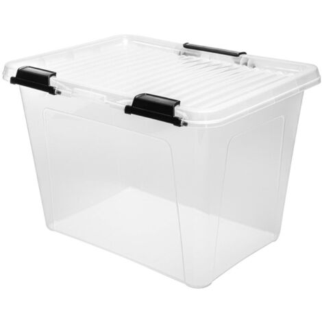 Scharnierbox 19L transparent mit Deckel Aufbewahrungsbox Spielzeugbox Ordnungsbox Aufbewahrungskiste Spielzeugkiste Universalbox 38x28x27cm