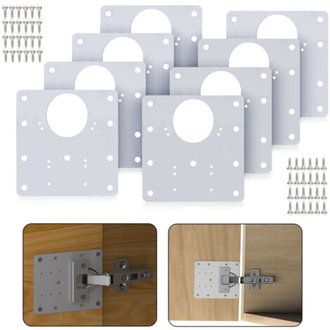 Scharniertopfplatte 90x90mm 4 Stück Edelstahl Reparaturplatte Möbelbefestigung Verbinder