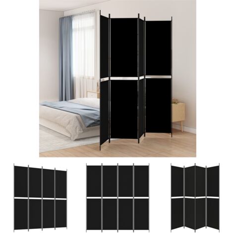 Schatten - vidaXL 4-tlg. Paravent Schwarz 200x220 cm Stoff - Sonnenlicht
