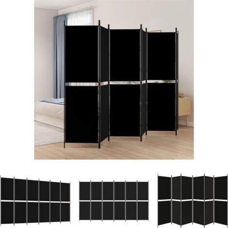 Schatten - vidaXL 6-tlg. Paravent Schwarz 300x180 cm Stoff - Sonnenlicht