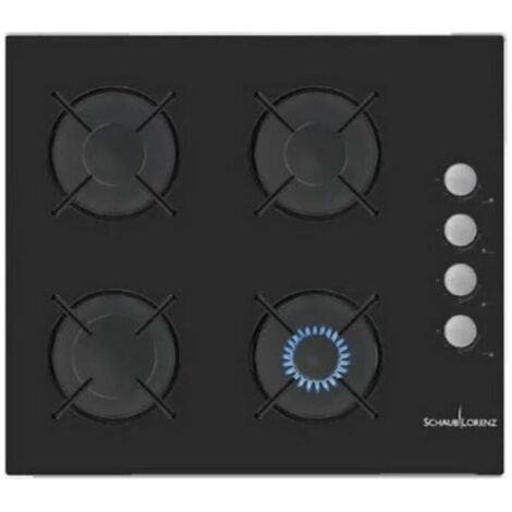 Schaub Lorenz SSPC604GL Piano cottura a gas 60 cm 4 fuochi accensione sottomanopola comandi laterali griglie smaltate colore Nero