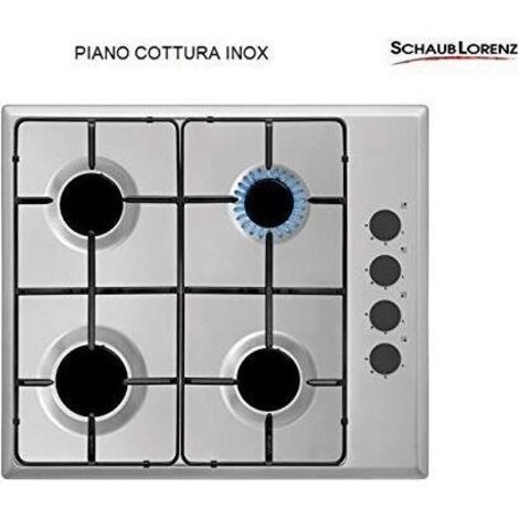 Schaub Lorenz SSPC604XL Piano Cottura a Gas 4 Zone Griglie smaltate 60cm Inox