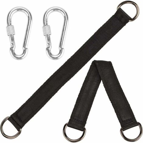 Schaukel-Aufhängegurte, 2 verstellbare Schaukelgurte mit 2 Karabinern aus Zinklegierung, hält bis zu 1000 lbs, Hängemattengurt-Set (Schwarz, 25 cm)