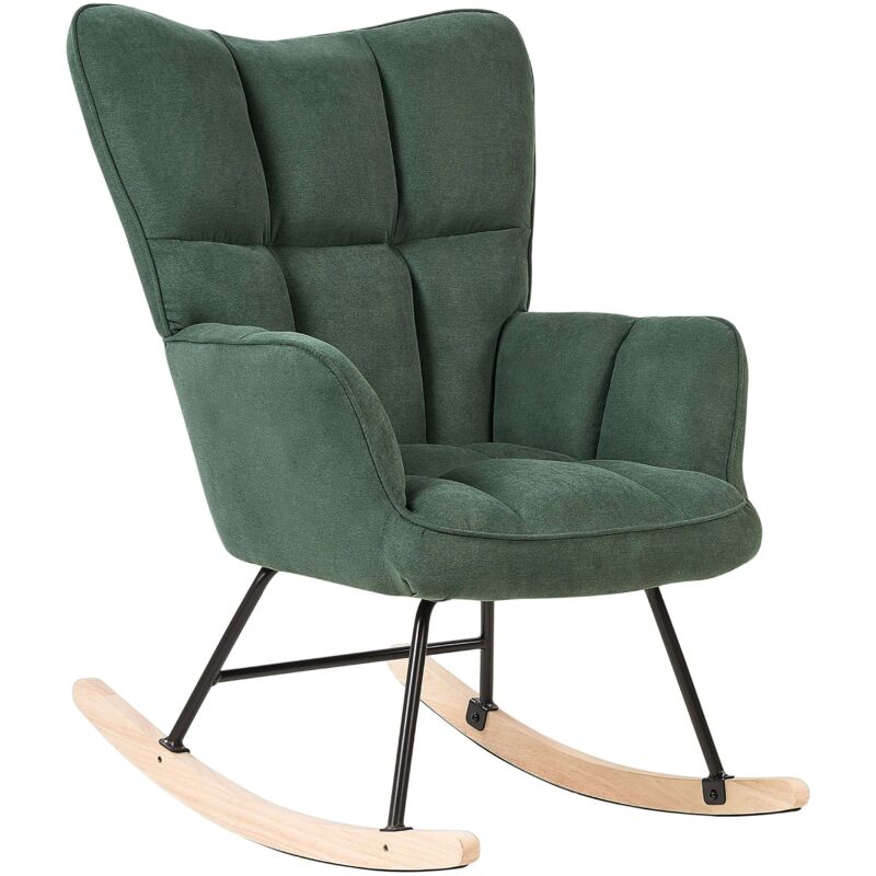 Beliani Schaukelsessel Smaragdgrün Aus Stoff Gepolstert Armlehnen Schwarze Beine Für Wohnzimmer Kinderzimmer Schlafzimmer Wohnbereich Modernes Design