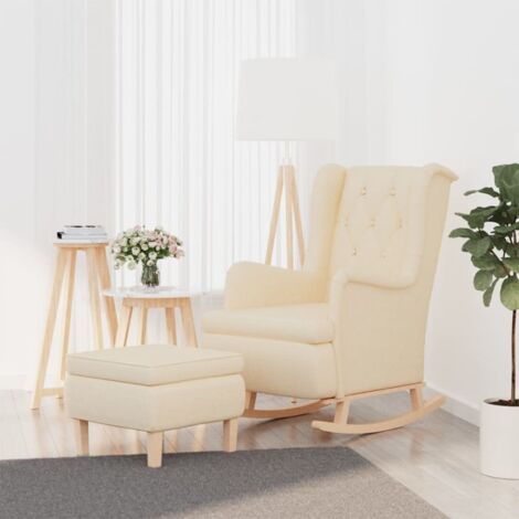 Schaukelsessel mit Hocker Creme Stoff vidaXL