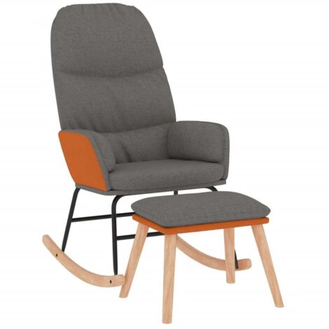 Schaukelsessel mit Hocker Hellgrau Stoff vidaXL