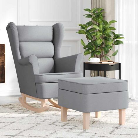 Schaukelsessel mit Hocker Hellgrau Stoff vidaXL820943