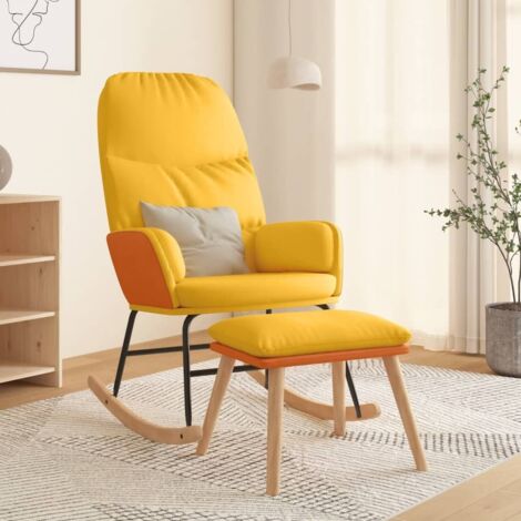 Schaukelsessel mit Hocker Senfgelb Stoff vidaXL