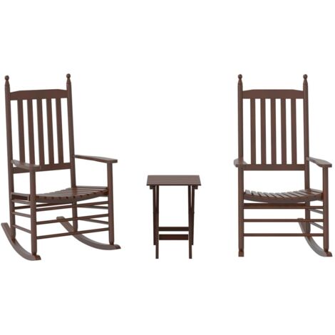 Schaukelstühle Set von 2, klappbarer Tisch aus massivem Pappelholz