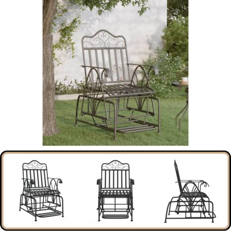 Schaukelstuhl 61 cm Schwarz Stahl - Gartenschaukel - Metallgartenmöbel - Gartenbank - Outdoor Möbel - Schaukelsessel