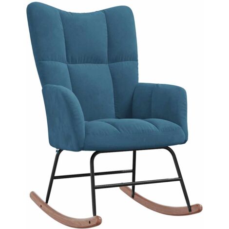 Schaukelstuhl Blau Samt vidaXL73081