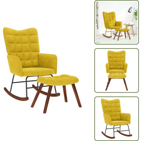 Schaukelstuhl mit Hocker Gelber Samt - Schaukelstuhl Mit Hocker - Schaukelstühle Mit Hockern - Stuhl - Schaukelstuhl