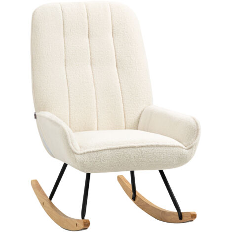 Schaukelstuhl mit Sherpa-Vlies 63 cm x 95cm x 97 cm Natur+ Creme