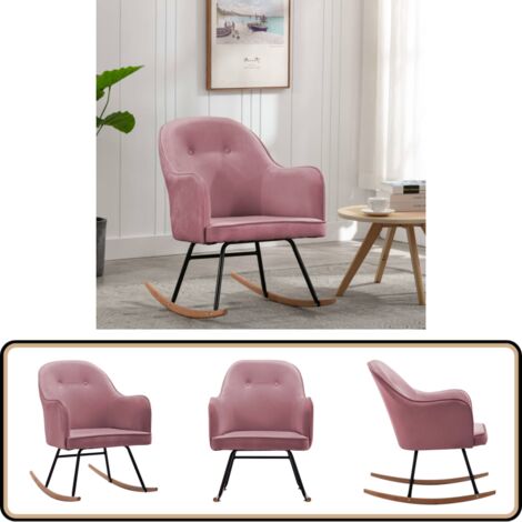 Schaukelstuhl Rosa Samt - Samtsessel - Rosa Schaukelstuhl - Gartenstuhl - Balkonstuhl - Lounge Chair